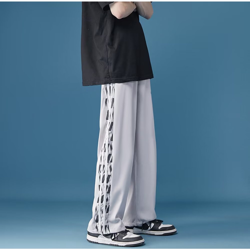 Quần harem Lưng Thun Co Giãn Dáng Rộng Viền Sọc Bên Hông Thoải Mái Phong Cách Hip Hop Đường Phố Cho Nam Cỡ Lớn M-3XL