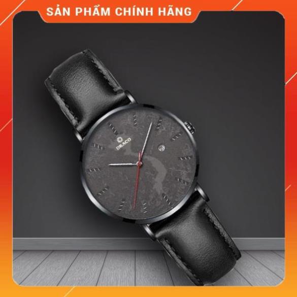 Đồng hồ nữ Draco D22-STN03 "Vietnamese Girl" viền đen kết hợp chất liệu dây da bò màu đen - phụ kiện thời trang nữ
