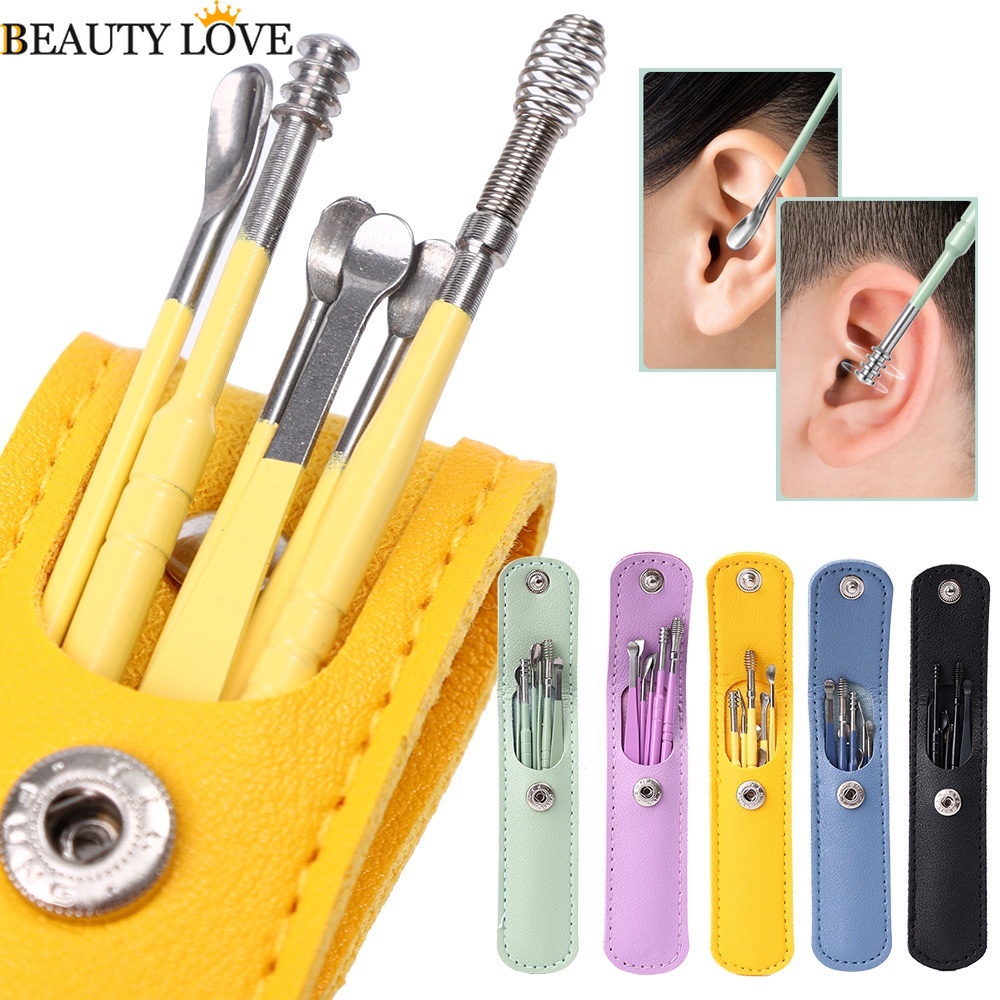 Set 6 Dụng Cụ Lấy Ráy Tai Hai Đầu Bằng Thép Không Gỉ Chuyên Nghiệp