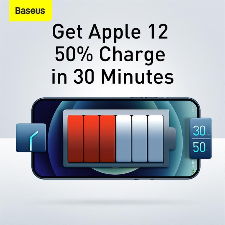 Củ sạc nhanh Baseus 30W PD USB Type C cho iPhone 12 Pro Max 11 Mini 8 Plus