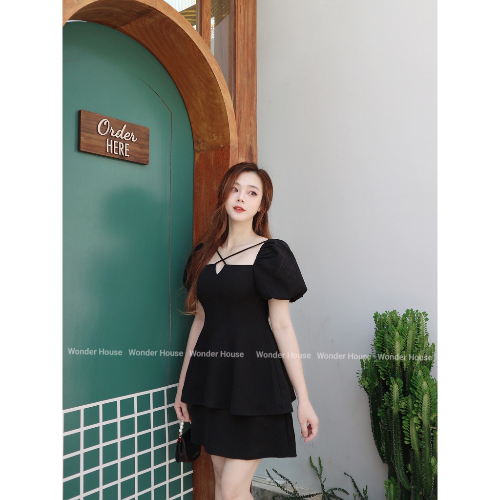 Đầm WONDERHOUSE cổ vuông tiểu thư dáng xòe nhẹ nữ tính- sanh chảnh - She Dress