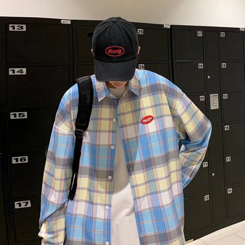 Áo sơ mi tay dài họa tiết kẻ sọc nhiều màu thời trang phong cách Hàn Quốc cho nam