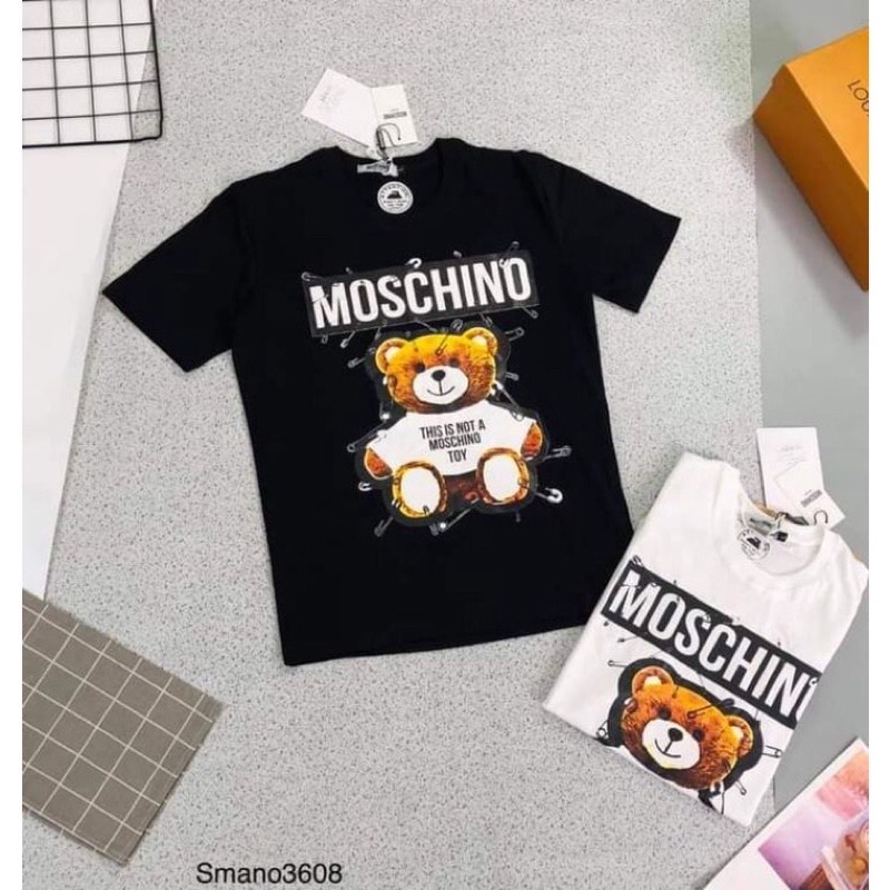 Áo thun unisex ,áo phông phom rộng tay lửng in hình gấu moschimo.chất cotton chuẩn,mịn,thấm hút tốt.