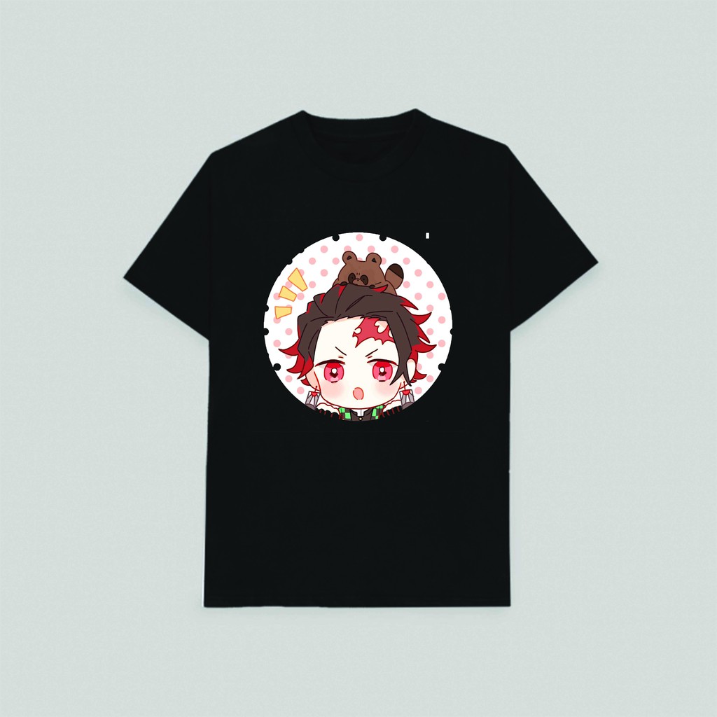 Áo thun phông đen in hình Kimetsu no Yaiba Thanh Gươm Diệt Quỷ chibi anime thời trang nam nữ dễ thương độc đáo m1