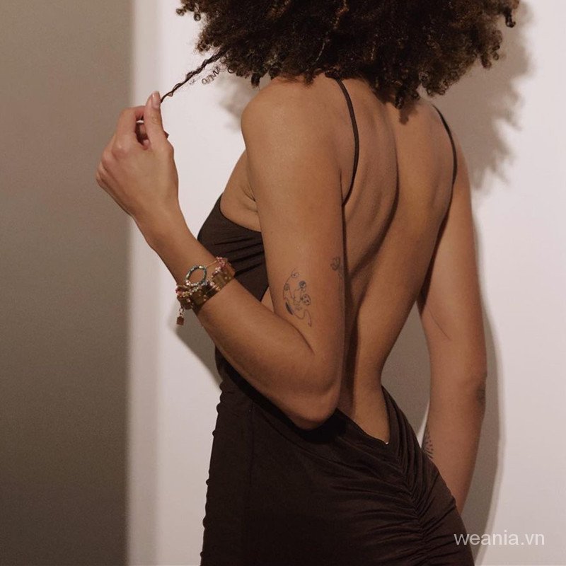 Đầm hai dây hở lưng màu trơn thời trang thanh lịch nữ tính thanh lịch