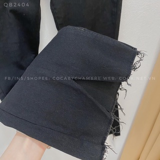 [QB2404] Quần jeans đen loe xẻ giữa mã 2404 (Có sẵn/Ảnh thật)