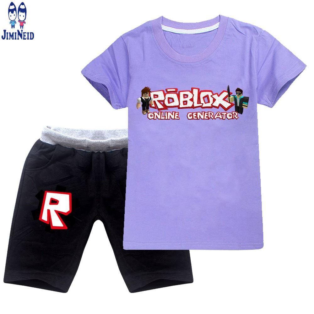 【JD】summer ROBLOX Local Seller Ready Stock Set Kids Short-sleeved cotton T-shirt + shorts 2-piece set