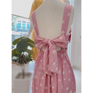 Váy maxi hoa cúc buộc nơ lưng