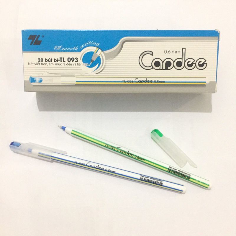 Hộp 20 Bút Bi Nến Candee Mực Xanh/Đen ngòi 0,6mm