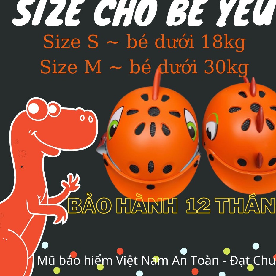 Mũ bảo hiểm khủng long cho bé 1-8tuổi an toàn cao cấp☪️Nón bảo hiểm trẻ em khủng long-cá mập siêu dễ thương