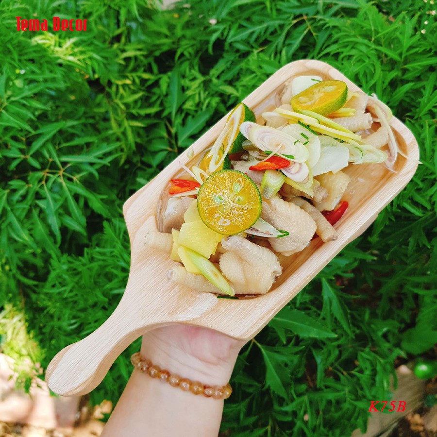 Khay gỗ decor Tema - Khay gỗ đựng đồ ăn gỗ tần bì hình chữ nhật tay cầm tiện dụng | BigBuy360 - bigbuy360.vn