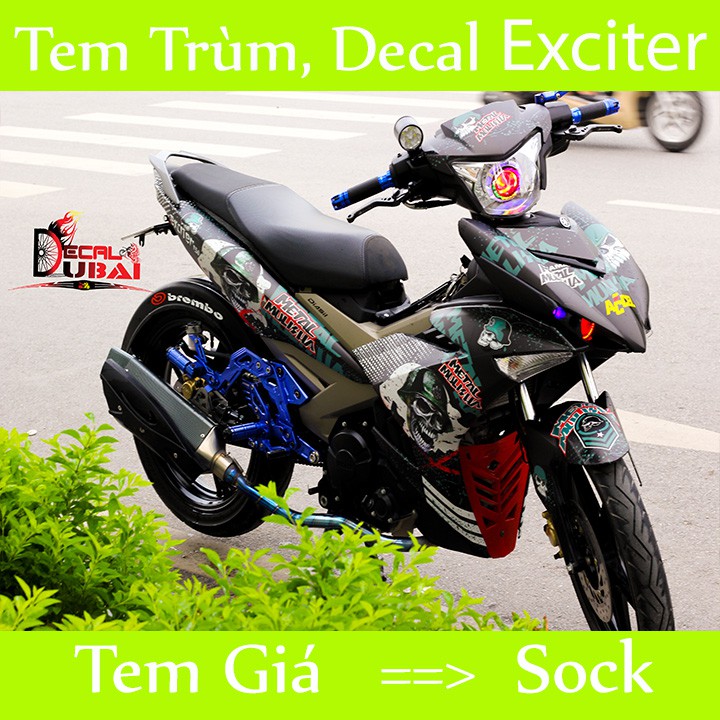 Tem Xe Exciter 150 Đầu Lâu Đen