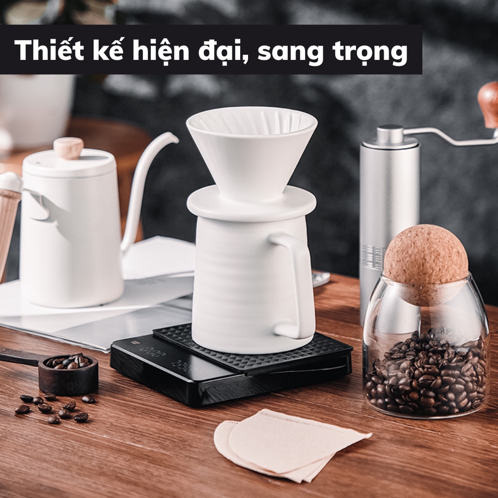 Cân điện tử pha chế cà phê nguyên chất cao cấp sang trọng cân tiểu ly mini độ chính xác cao tặng cáp sạc type C