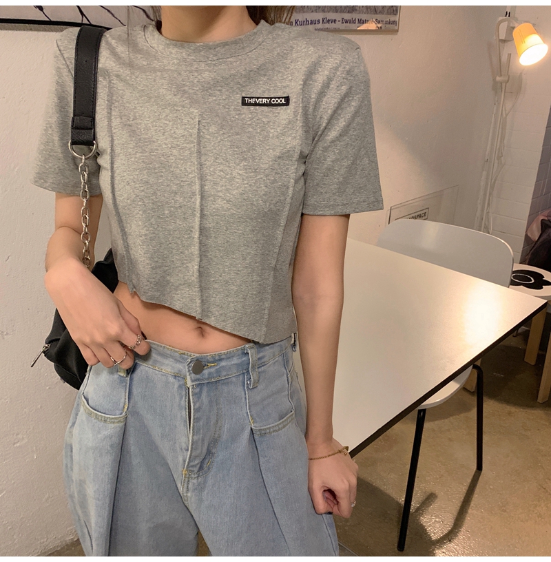 Áo thun croptop tay ngắn kiểu Hàn trẻ trung quyến rũ dành cho phái nữ