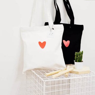 Túi Tote vải dầy dặn hình trái tim có khóa kéo và ngăn đựng nhỏ bên trong siêu dễ thương có ảnh thật
