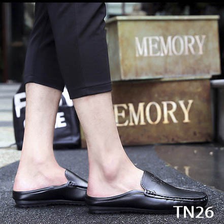 Giày da Nam cao cấp Kiểu Dáng Hở Gót Hot Trend 2018 [ Màu Đen - TN26 ]