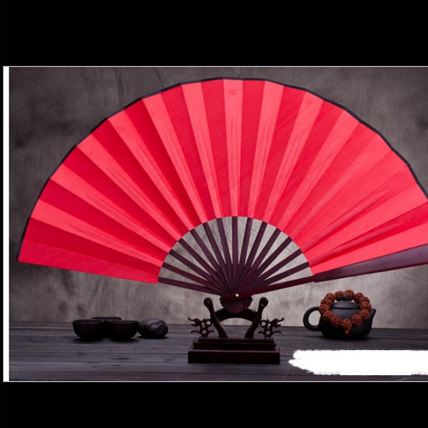 Quạt cổ trang nan 31 nền trơn đỏ vàng đen trắng