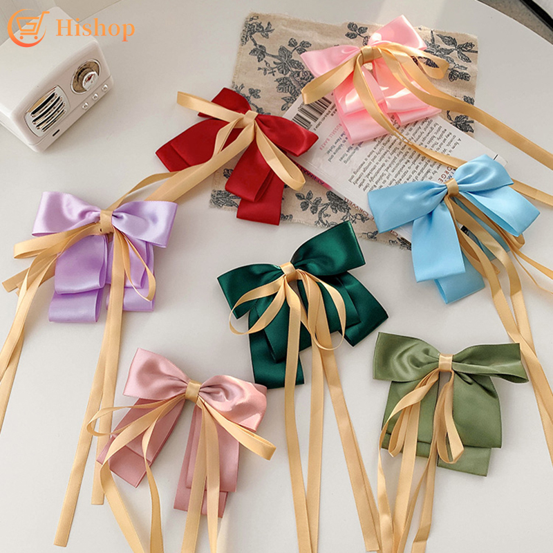 Kẹp Tóc Nơ Lụa Nhiều Màu Thanh Lịch Cho Nữ