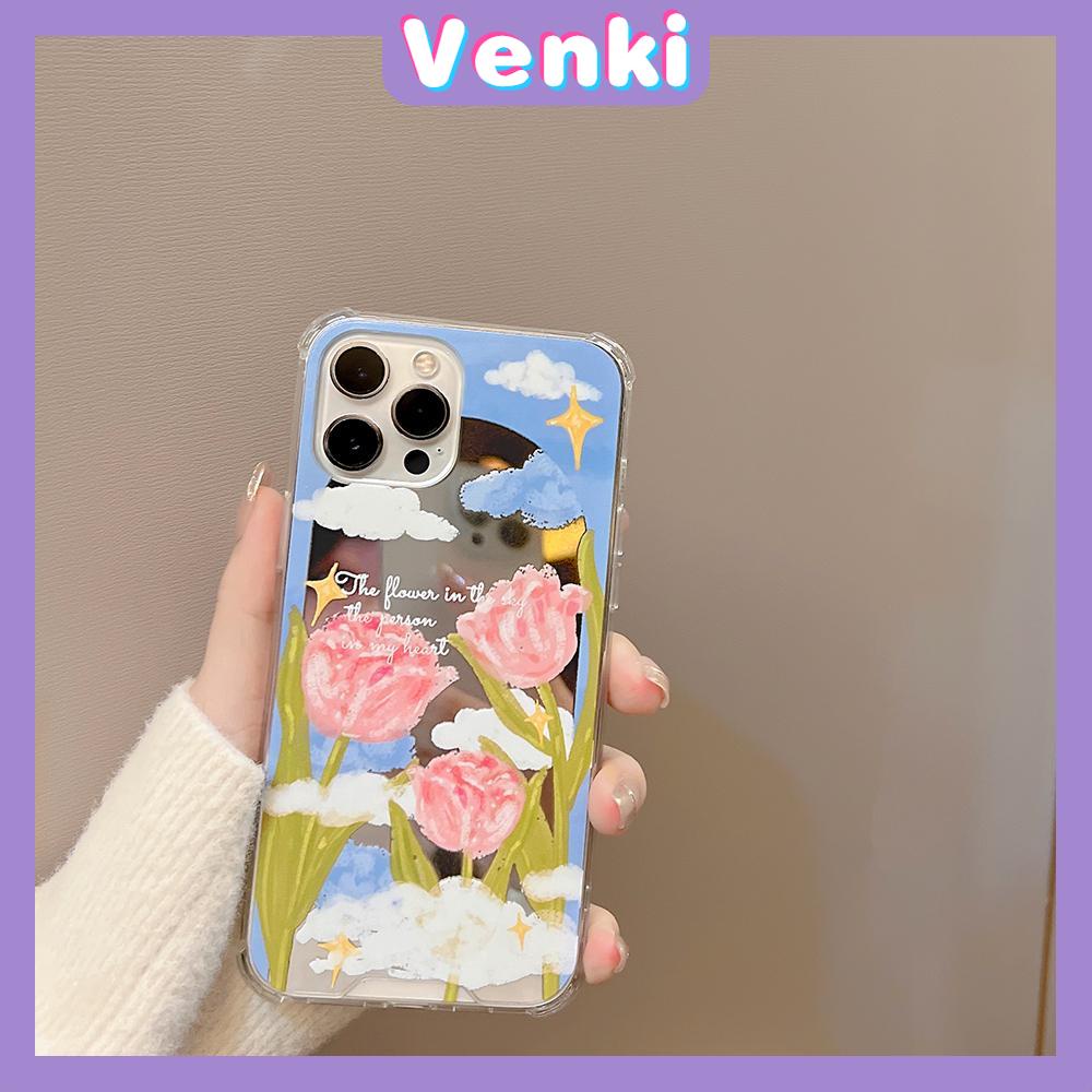 Ốp điện thoại Acrylic gương HD hình hoa chống sốc thích hợp cho iPhone 11 13 Pro Max 12 Pro Max 7 Plus xr