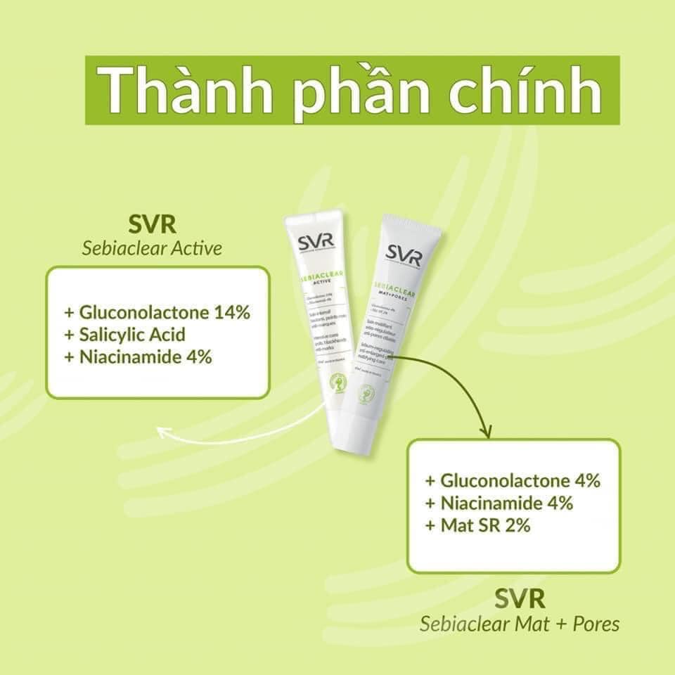 ✅[Chính hãng] Kem dưỡng giảm dầu, ngừa mụn SVR Sebiaclear Active cho da dầu mụn