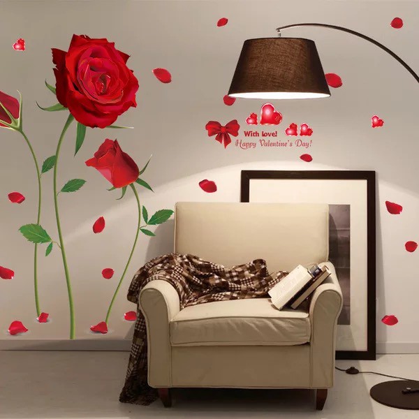 Decal trang trí tường Hoa Hồng ĐỎ quyến rủ