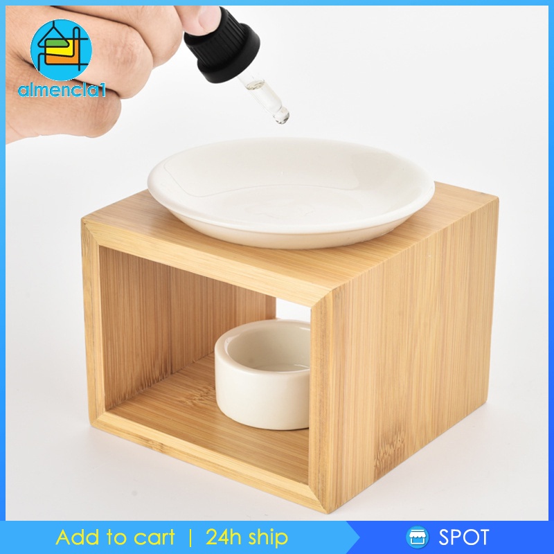 [ALMENCLA1] Wood Tea Light Candle Holder Wax Warmer Aromatherapy Essential Oil Burner