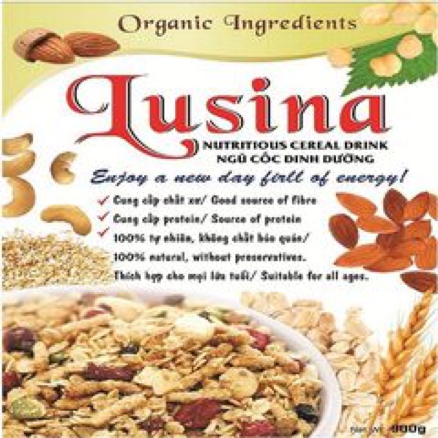 Bột ngũ cốc Lusina loại 900g xưởng nhà làm có giấy VSATTP