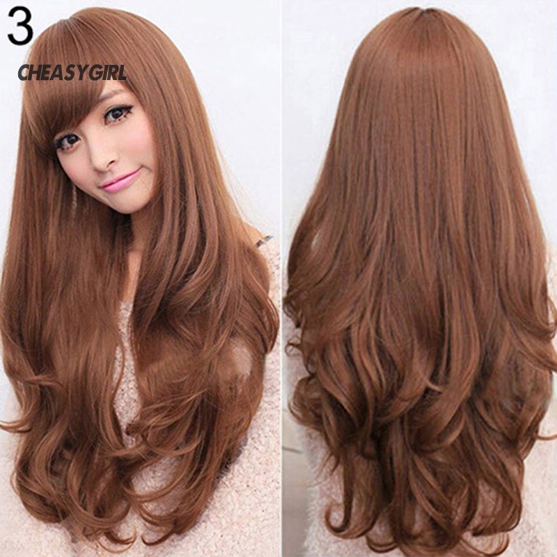 ♤CH Women Fashion Lolita Curly Wavy Long Full Wig Heat Resistant Cosplay Party Hair