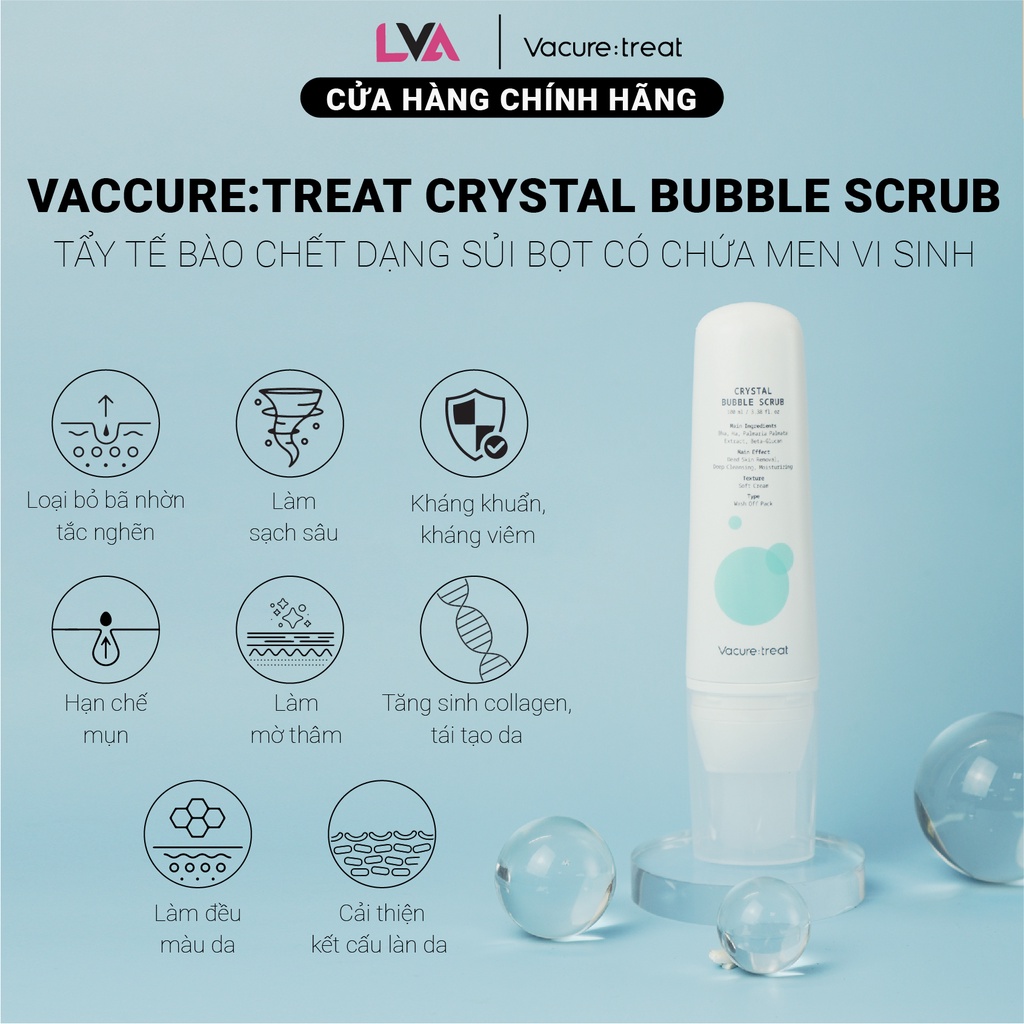 Tẩy tế bào chết dạng sủi bọt có chứa men vi sinh Vaccure:treat Crystal Bubble Scrub