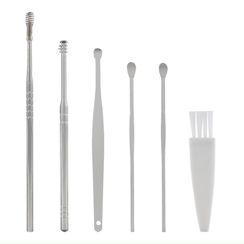 Bộ lấy ráy tai 6 món có chổi hộp nhựa