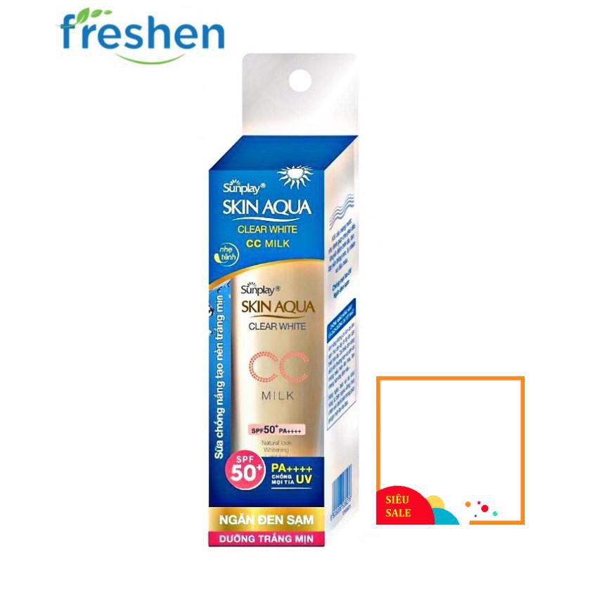 ✅ (CHÍNH HÃNG) Sữa Chống Nắng Tạo Nền Sunplay Skin Aqua Clear White CC Milk 25g