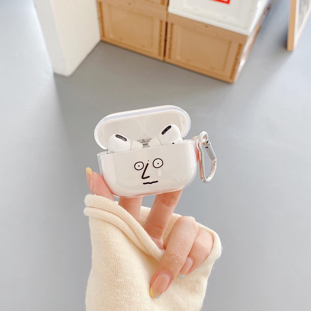 Vỏ tpu bảo vệ hộp sạc tai nghe không dây thiết kế hình khuôn mặt dễ thương thích hợp cho Airpods 1/2/pro