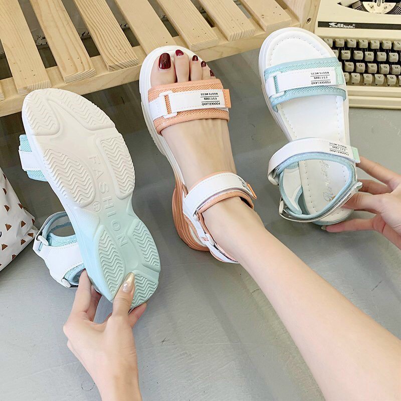 Dép sandal nữ đi học, dép quai hậu đế cao 3 phân Hàn Quốc giá rẻ Mizi SD97