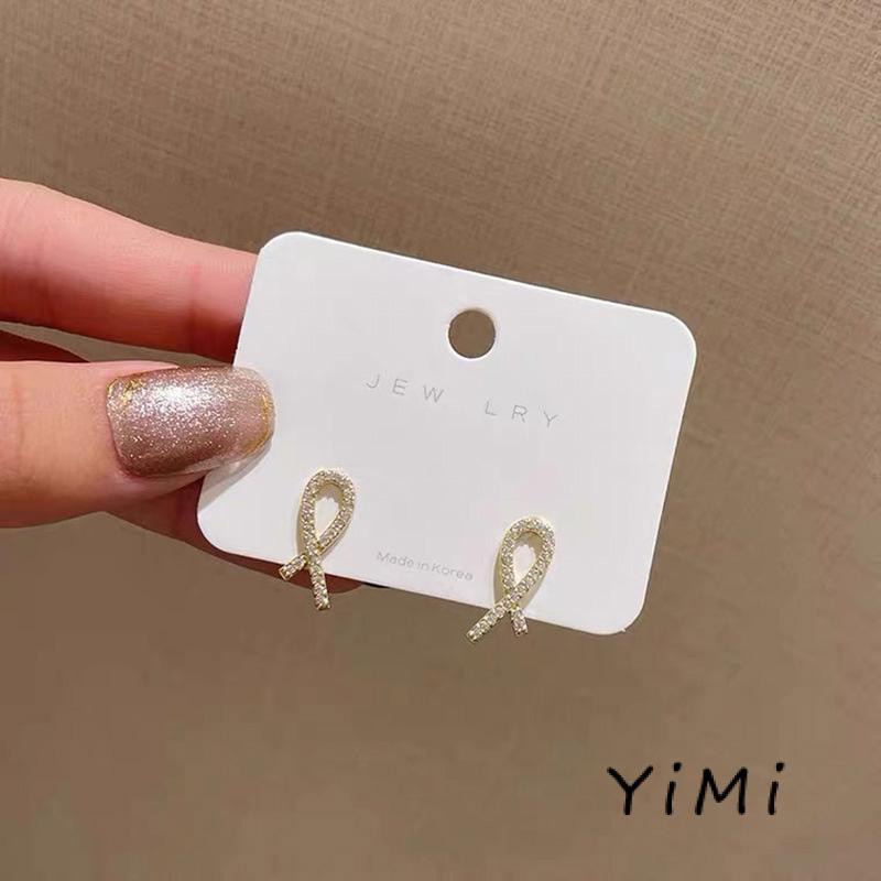 Bông Tai Hình Chữ Thập Đính Kim Cương Nhỏ Đơn Giản Cá Tính Dành Cho Nữ