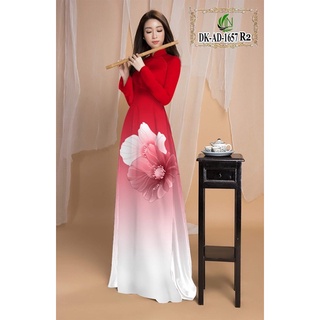 Vải Áo Dài Lụa Cao Cấp Màu Ombre Phối Hoa