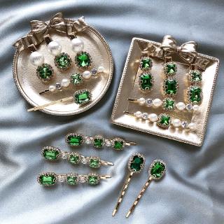Set 3 Kẹp Tóc Đính Đá Ngọc Trai Giả Sang Trọng Thời Trang