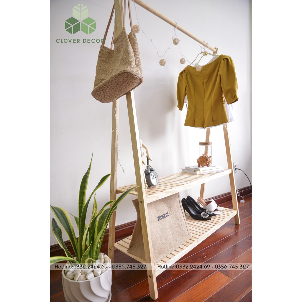 Kệ Treo Quần Áo Chữ A 2 Tầng Gỗ Thông – Kệ Đa Năng – Clover Decor - Phong cách Hàn Quốc | BigBuy360 - bigbuy360.vn