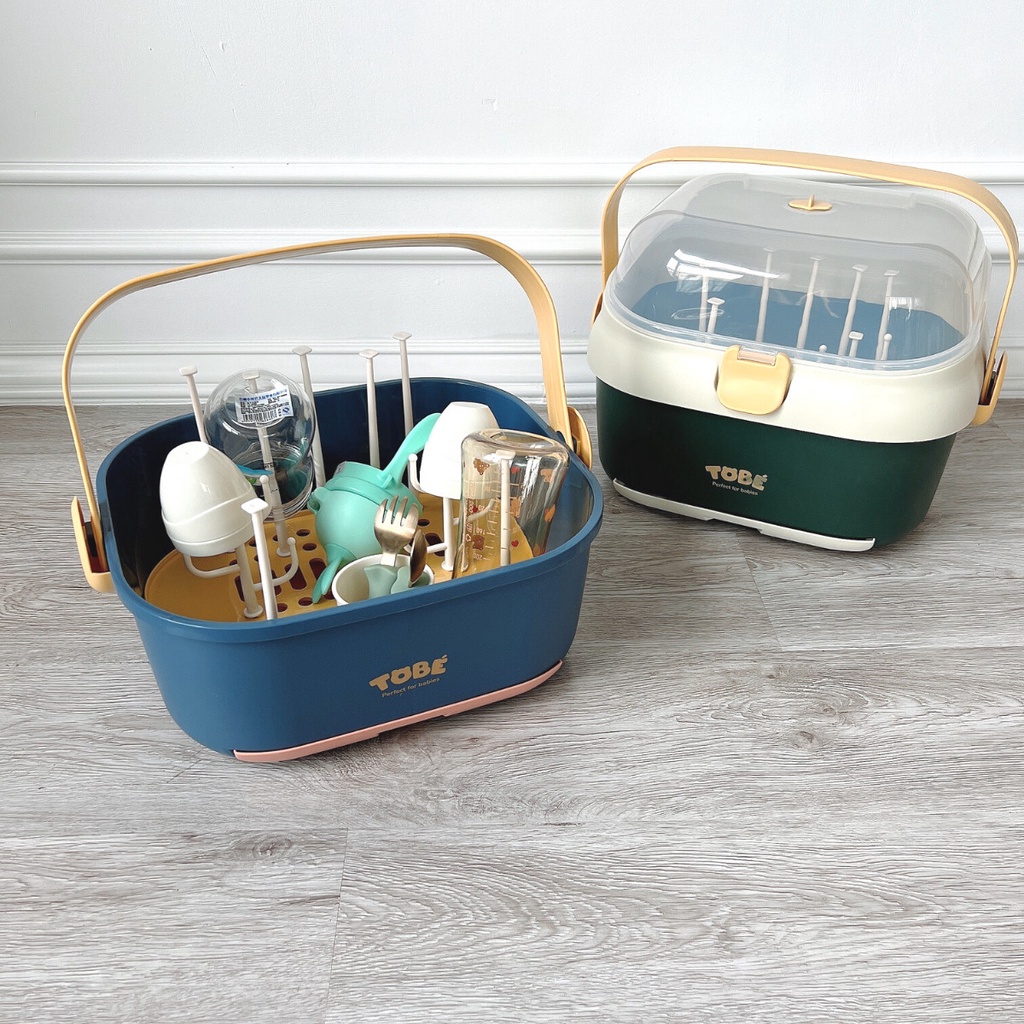 Khay Đựng Bình Sữa Cho Bé - Giá Úp Bình Sữa Có Nắp Đậy Binky Plus TOBÉ, Chất Liệu An Toàn Cho Trẻ Em Hanghieuchobe