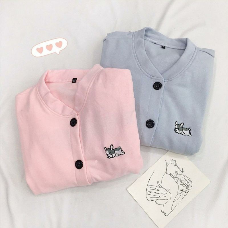 Áo Khoác Nỉ Cardigan Puppy Fotm Rộng Unisex