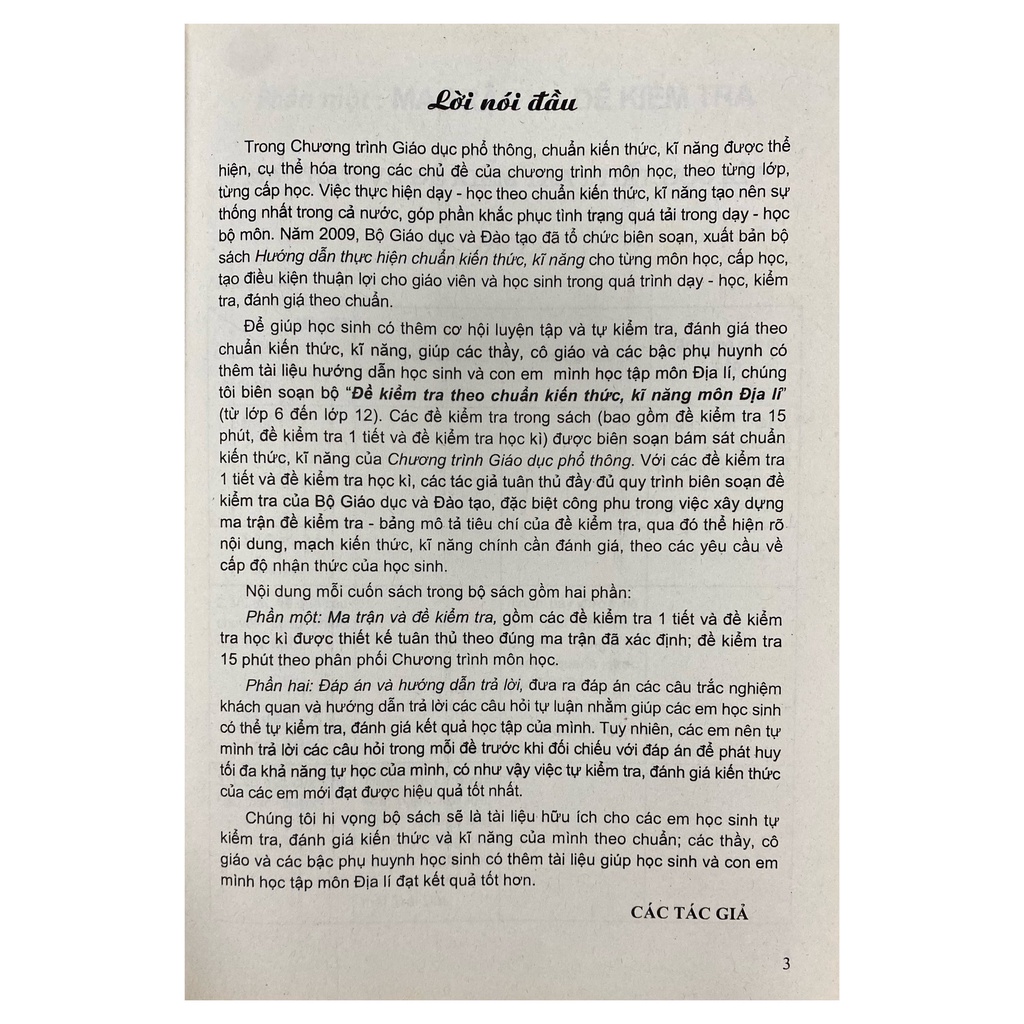Sách - Đề kiểm tra theo chuẩn kiến thức, kĩ năng Địa lí lớp 10