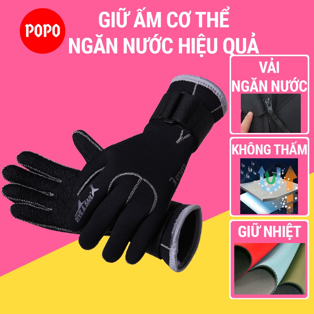 Găng tay lặn biển 3mm dùng cùng bộ đồ lặn biển, quần áo lặn, vớ lặn biển chống trượt, giữ ấm SPORTY