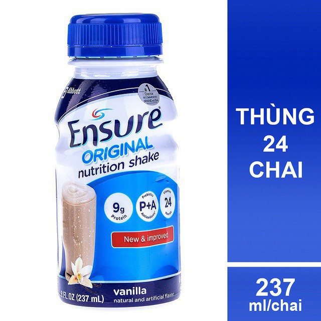 Thùng 24 chai sữa Ensure nước vani 237ml