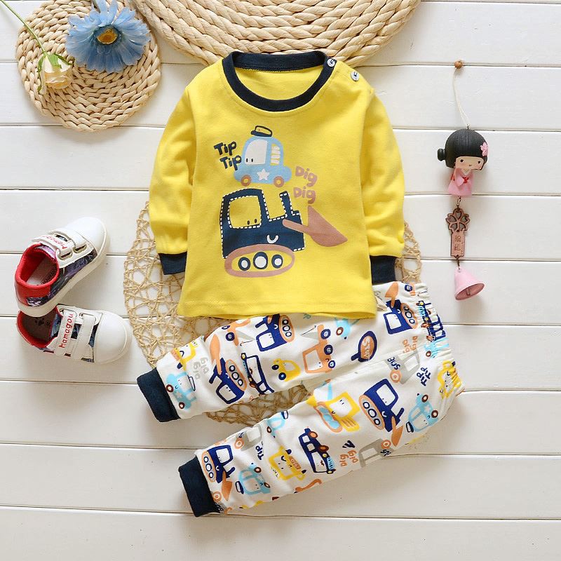 Bộ áo cotton dài tay + quần dài cho bé sơ sinh
