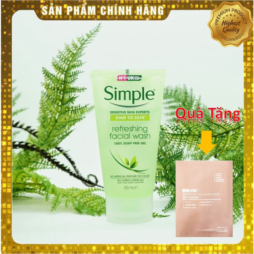 Sữa Rửa Mặt Dạng Gel Simple Kind To Skin Refreshing Facial Wash 150ml