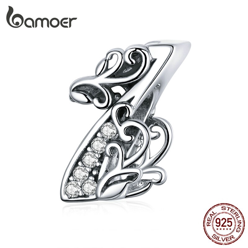 BAMOER Vòng Tay Xâu Hạt Hình Số 0-9 Bằng Kim Loại 925 SCC1418