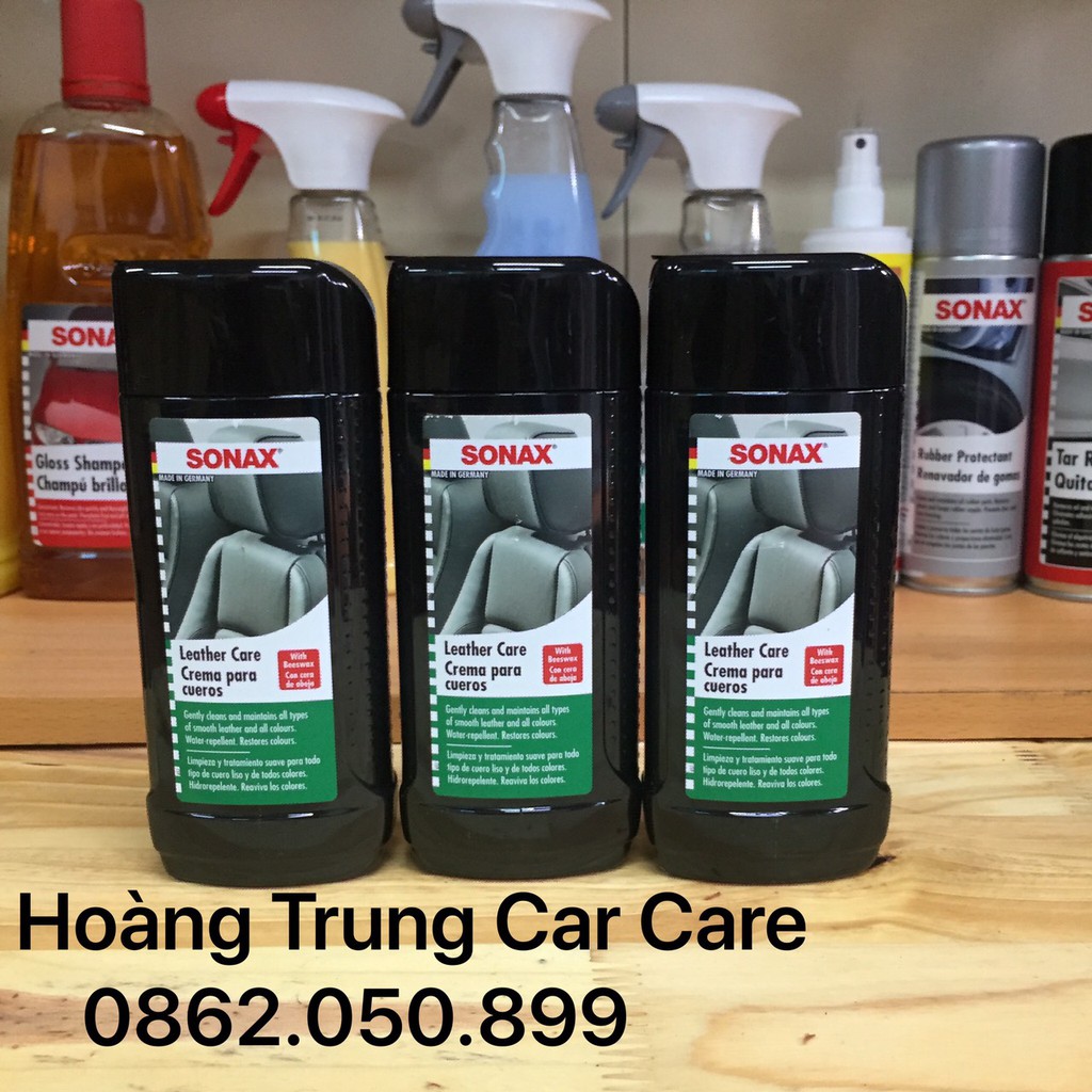 Combo Dưỡng Da - Dưỡng Nhựa Sonax 300ml 291141 - 380041 + Tặng kèm mút dưỡng