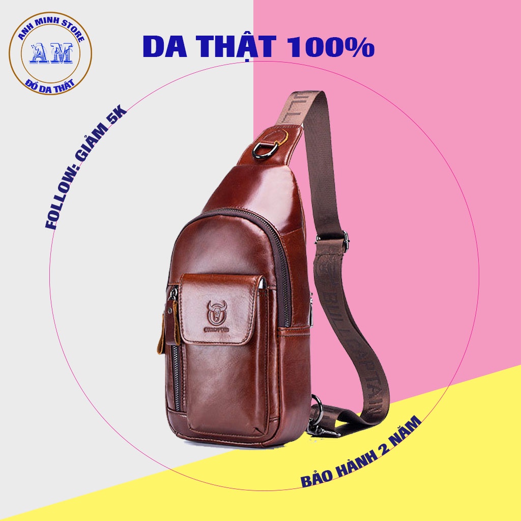 Túi đeo chéo nam da bò thật cao cấp mini chống nước phong cách thời trang trẻ dùng đi du lịch giá rẻ CS06