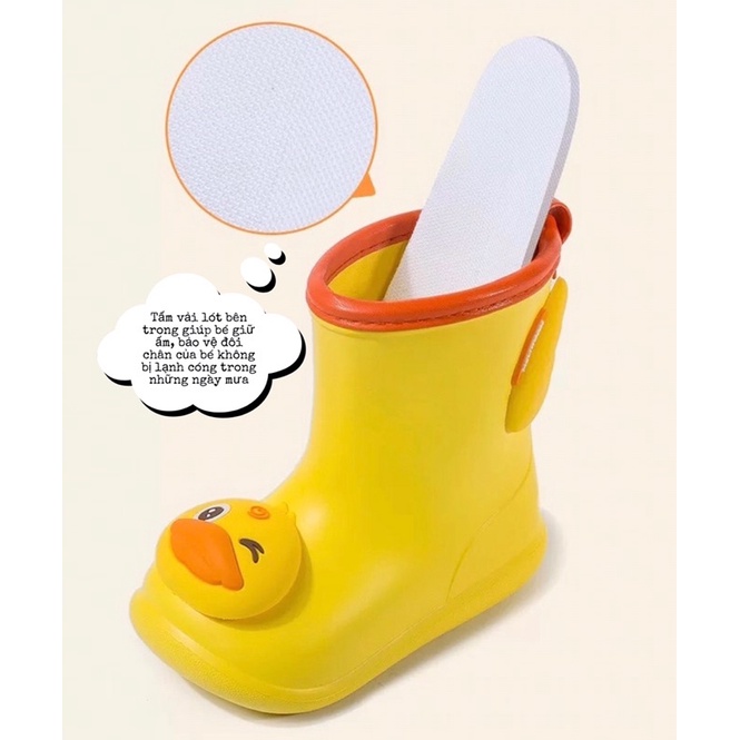 Ủng/ Boot đi mưa cao cấp cho bé chống trơn trượt, không thấm nước, hình hoạt hình 3D ngộ nghĩnh, dễ thương