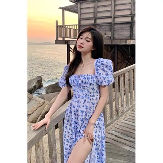 Đầm maxi hoa xanh thời trang nữ
