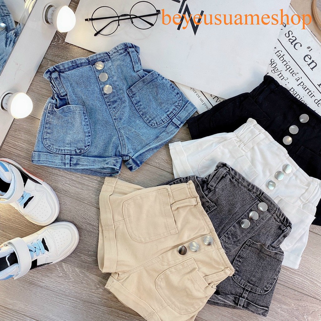 [ Mã FAMAT6 giảm 8% tối đa 20K đơn bất kỳ] (Size 7- 48kg)Quần Short Jean Mềm, Co Giãn 4 chiều Cho Bé Gái